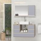 Conjunto Gabinete Polo 80cm Madeirado Cinza
