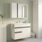Conjunto Gabinete Suspenso com Pia e Espelheira 60cm Branco Napoli