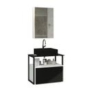 Conjunto Gabinete Urbe 60cm Branco Preto Tampo Preto Cuba Preto Conjunto Gabinete Urbe 60cm Branco Preto Tampo Preto Cuba Preto