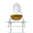 Conjunto Gabinete Vidro Banheiro 60cm Com Espelho Orgânico Moderno