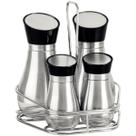 Conjunto Galheteiro Tramontina Realce Aço Inox Porta Azeite Vinagre Temperos Mesa Jantar Cozinha Restaurante
