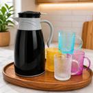 Conjunto Garrafa Térmica 1L com 4 Canecas de Vidro 190ml para Uso Diário Preta Fratelli