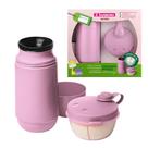 Conjunto Garrafa Termica Infantil 250mL e Pote para Leite em Po 280mL Sanremo SR1001-62 Rosa