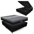 Conjunto Gazin New York Preto Box Baú Max Ultra Suede Preto Casal 138x188x68cm