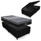 Conjunto Gazin New York Preto Box Baú Max Ultra Suede Preto Solteiro 88x188x68cm