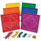 Conjunto Geoboard Exeducation frente e verso com elásticos, 6 peças