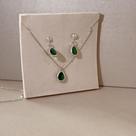 Conjunto gota colorida prata 925 verde esfera