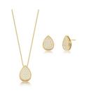 Conjunto gota cravejada g banhado a ouro