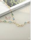 Conjunto gota cristal colorful oval zirconia fol.