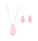 Conjunto Gota Light Pink Fusion Banhado a Ródio Branco - Semijoias
