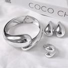 Conjunto Gota Pingo Bracelete Brinco Médio Prata Acessórios Femininos Brincos Prata