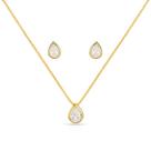 Conjunto Gota Ponto de Luz Banhado a Ouro 18K