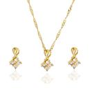 Conjunto Gota Vazada e Florzinha Cristal Banhado a Ouro
