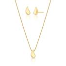 Conjunto Gotinha Lisa Banhado a Ouro - Semijoias Elegantes