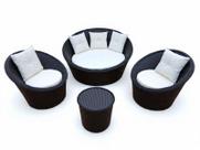 Conjunto Grande 1 Chaise 2 Poltronas 1 Centro Etrutura de Alumínio e Fibra Sintética para Jardim Varanda Área Externa