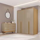 Conjunto Guarda-roupa 4 Portas 3 Gavetas Cômoda 8 Gavetas com Tampo Mdf Lizz