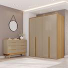 Conjunto Guarda-roupa 4 Portas 3 Gavetas Cômoda 8 Gavetas com Tampo Mdf Lizz
