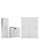 Conjunto Guarda Roupa 6 Portas com Cômoda e Multiuso -Branco Flex - EdeCasaMoveis Conjunto Guarda Roupa 6 Portas com Cômoda e Multiuso -Branco Flex - EdeCasaMoveis