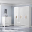 Conjunto Guarda-Roupa 6 Portas Gliese com Cômoda 1 Porta 4 Gavetas Vega Branco