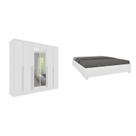 Conjunto Guarda-roupa Casal 6 Portas 2 com Espelho e Cama Casal Monaco Espresso Móveis