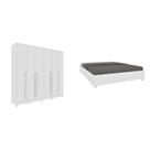 Conjunto Guarda Roupa Casal 6 Portas 8 Gavetas Puxador Mdf Com Pés Portugal E Cama Casal Monaco