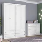 Conjunto Guarda Roupa e Cômoda Americana Henn 2 Peças 5 Portas 8 Gavetas
