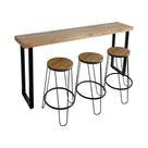 Conjunto Guatemala Mesa Aparador 150cm com 3 Banquetas Industriais Base em Ferro Preto