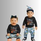 Conjunto Halloween com Touca Body Manga Longa e Calça Saruel Mesversário