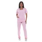 Conjunto Helanca Jaleco com Calça Para Doméstica Faxina Com Elastano Conforto