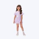 Conjunto Holográfico Blusa Manga Curta E Shorts Lilás Infantil Menina Mundo Cinti 12546 Lilas