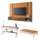 Conjunto Home c/LED, Aparador e Mesa de Centro Rennes MDF/MDP Cinamomo/Off White G26 - Gran Belo