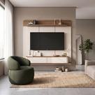 Conjunto Home Concept Tv 70" + Poltrona Orgânica Eloah Giratória Linho Premium Turco Verde