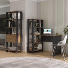 Conjunto Home Office 2 Peças Escrivaninha Match e Estante Artely Pinho/Preto