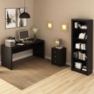 Conjunto Home Office 3 Peças com 1 Mesa, 1 Gaveteiro e 1 Estante para Livros Preto - Pnr Móveis Conjunto Home Office 3 Peças com 1 Mesa, 1 Gaveteiro e 1 Estante para Livros Preto - Pnr Móveis