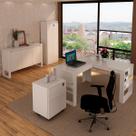 Conjunto Home Office 4 Peças 1 Mesa, 1 Gaveteiro e 2 Armários para Escritório Stanford 6 Branco - Pnr Móveis Conjunto Home Office 4 Peças 1 Mesa, 1 Gaveteiro e 2 Armários para Escritório Stanford 6 Branco - Pnr Móveis