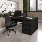 Conjunto Home Office 4 Peças 2 Mesas 2 Gaveteiros Ficus 6 Gavetas 170cm CabeCasa MadeiraOriginals Preto