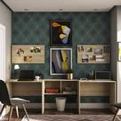 Conjunto Home Office com 2 Escrivaninhas, 2 Painéis e 1 Nicho Master Luciane Móveis Conjunto Home Office com 2 Escrivaninhas, 2 Painéis e 1 Nicho Master Luciane Móveis