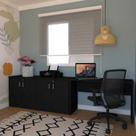 Conjunto Home Office Escrivaninha Balcão Tonal 4 Portas 100cm Bramov Preto