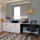 Conjunto Home Office Escrivaninha Balcão Tonal 4 Portas 100cm Bramov Preto E Branco