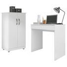 Conjunto Home Office Mesa Escrivaninha Allexa e Armário Multiuso Branco - Abmaza Conjunto Home Office Mesa Escrivaninha Allexa e Armário Multiuso Branco - Abmaza