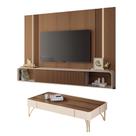 Conjunto Home Suspenso c/LED e Mesa de Centro Rennes MDF/MDP Off White/Castanho G26 - Gran Belo