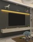 Conjunto Home Suspenso Com Painel Ripado TV Até 75 Jendal Cor:Grafite Conjunto Home Suspenso Com Painel Ripado TV Até 75 Jendal Cor:Grafite