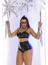 Conjunto Hot Pant E Top Metalizado De Alcinha Cintura Alta