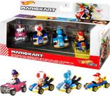 Conjunto Hot Wheels Mario Kart - Pacote com 4 Veículos de Brinquedo