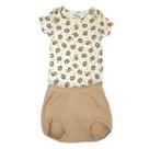 Conjunto Hug Body Curto Tapa Fralda Leãozinho Bege