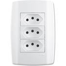 Conjunto Ilumi Slim 4X2 Branco Com Placa (3Tomada 10A) 80123 Conjunto Ilumi Slim 4X2 Branco Com Placa (3Tomada 10A) 80123