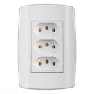 Conjunto Ilumi Slim Branco Com Placa 3 Tomadas 2P+T. 10A. - 80123 Monobloco Conjunto Ilumi Slim Branco Com Placa 3 Tomadas 2P+T. 10A. - 80123 Monobloco