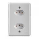 Conjunto Ilumi Stylus Branco Com Placa 2 Tomadas 2P+T. 10A. - 201200 Monobloco