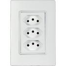 Conjunto Ilumi Vivaz Branco Com Placa 3 Tomadas 10A. - 78123 Monobloco