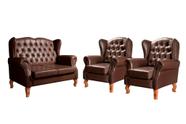 Conjunto Imperador Sofá com Poltronas Chesterfield Decoração Retrô Vintage Marrom Conjunto Imperador Sofá com Poltronas Chesterfield Decoração Retrô Vintage Marrom